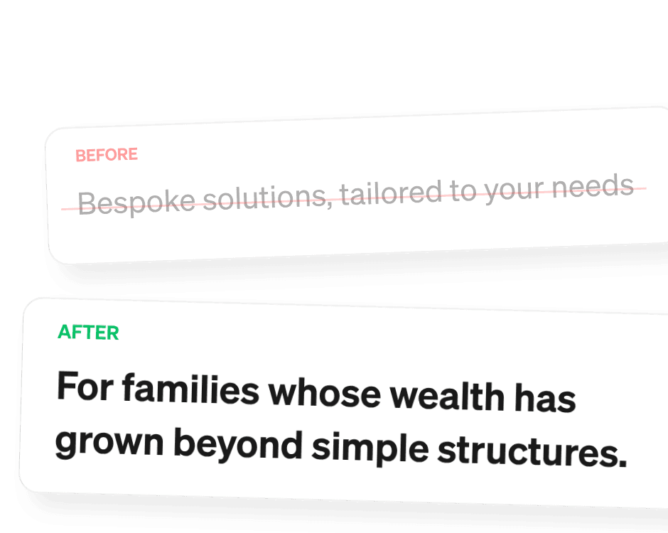 Before and after messaging mockup